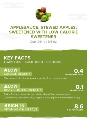 Applesauce, stewed apples, sweetened with low calorie sweetener