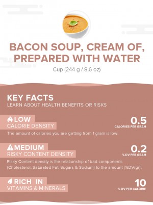 Bacon soup, cream of, prepared with water