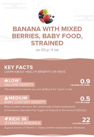 Banana with mixed berries, baby food, strained