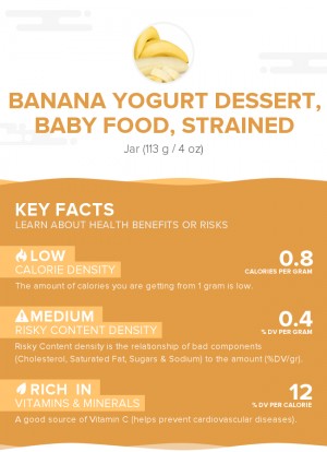 Banana yogurt dessert, baby food, strained