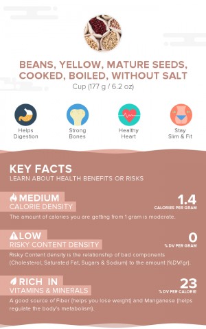 Beans, yellow, mature seeds, cooked, boiled, without salt