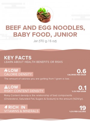 Beef and egg noodles, baby food, junior