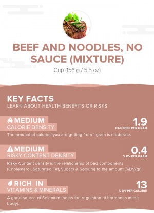 Beef and noodles, no sauce (mixture)