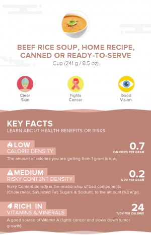 Beef rice soup, home recipe, canned or ready-to-serve