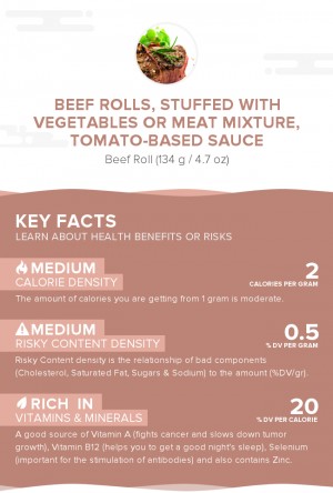 Beef rolls, stuffed with vegetables or meat mixture, tomato-based sauce