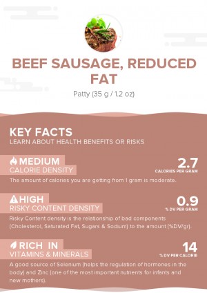 Beef sausage, reduced fat