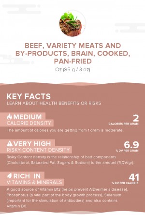 Beef, variety meats and by-products, brain, cooked, pan-fried