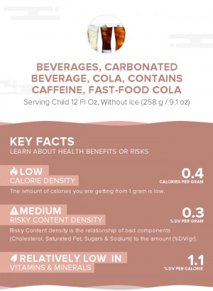 Beverages, Carbonated beverage, cola, contains caffeine, fast-food cola