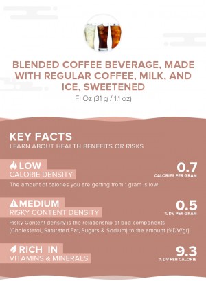 Blended coffee beverage, made with regular coffee, milk, and ice, sweetened