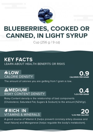 Blueberries, cooked or canned, in light syrup