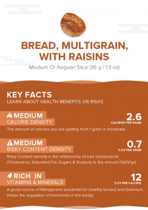 Bread, multigrain, with raisins