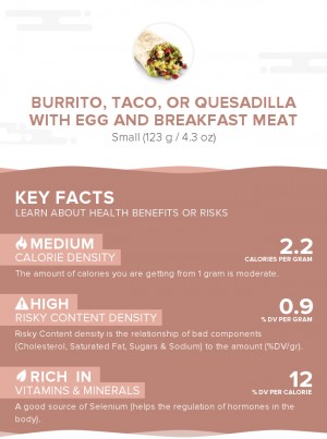 Burrito, taco, or quesadilla with egg and breakfast meat