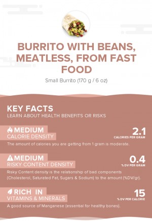 Burrito with beans, meatless, from fast food