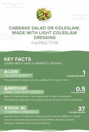 Cabbage salad or coleslaw, made with light coleslaw dressing