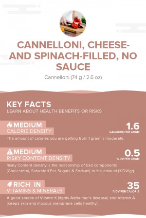 Cannelloni, cheese- and spinach-filled, no sauce