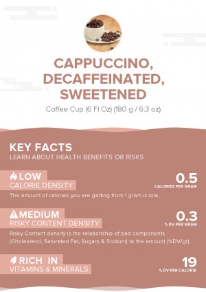 Cappuccino, decaffeinated, sweetened