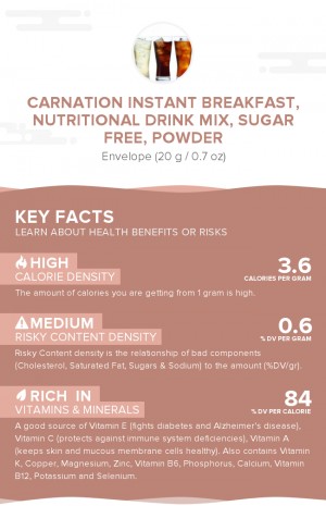 Carnation Instant Breakfast, nutritional drink mix, sugar free, powder