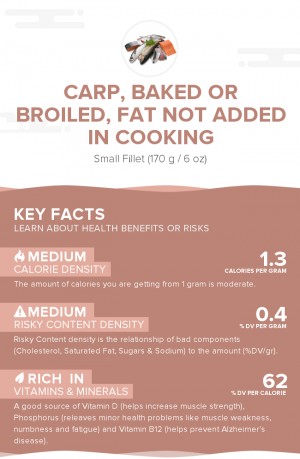 Carp, baked or broiled, fat not added in cooking