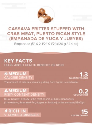 Cassava fritter stuffed with crab meat, Puerto Rican style (Empanada de yuca y jueyes)
