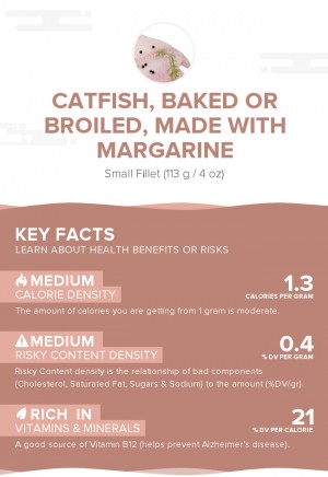 Catfish, baked or broiled, made with margarine