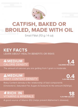 Catfish, baked or broiled, made with oil