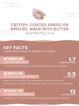 Catfish, coated, baked or broiled, made with butter