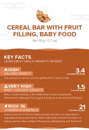 Cereal bar with fruit filling, baby food
