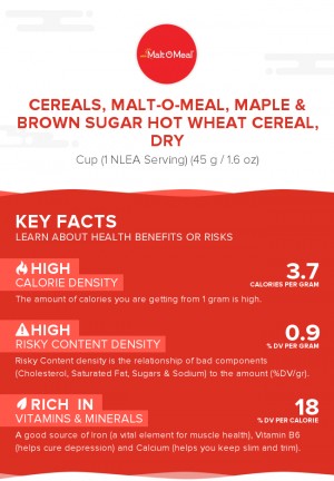 Cereals, MALT-O-MEAL, Maple & Brown Sugar Hot Wheat Cereal, dry