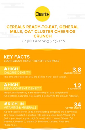 Cereals ready-to-eat, GENERAL MILLS, Oat Cluster CHEERIOS Crunch