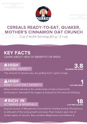 Cereals ready-to-eat, QUAKER, MOTHER'S Cinnamon Oat Crunch