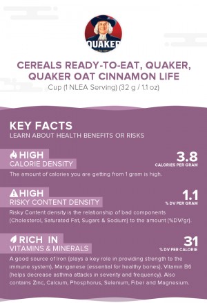 Cereals ready-to-eat, QUAKER, QUAKER OAT CINNAMON LIFE