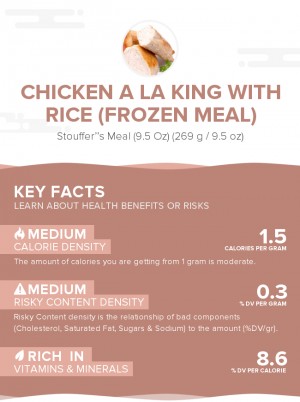 Chicken a la king with rice (frozen meal)