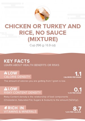 Chicken or turkey and rice, no sauce (mixture)