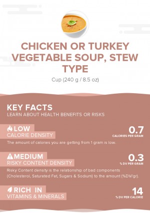 Chicken or turkey vegetable soup, stew type