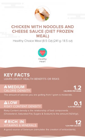 Chicken with noodles and cheese sauce (diet frozen meal)