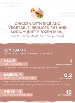 Chicken with rice and vegetable, reduced fat and sodium (diet frozen meal)