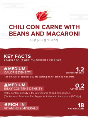 Chili con carne with beans and macaroni