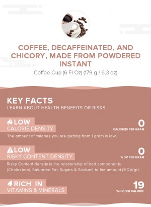 Coffee, decaffeinated, and chicory, made from powdered instant