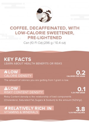 Coffee, decaffeinated, with low-calorie sweetener, pre-lightened