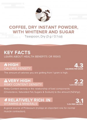 Coffee, dry instant powder, with whitener and sugar