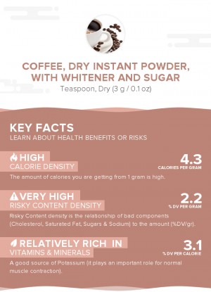 Coffee, dry instant powder, with whitener and sugar