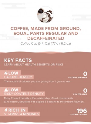 Coffee, made from ground, equal parts regular and decaffeinated