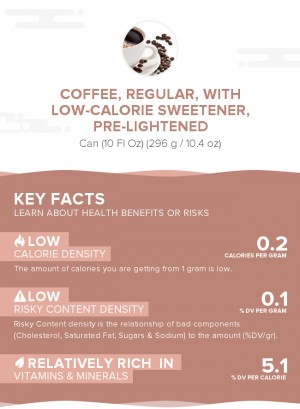 Coffee, regular, with low-calorie sweetener, pre-lightened