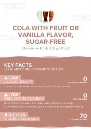 Cola with fruit or vanilla flavor, sugar-free