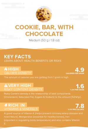 Cookie, bar, with chocolate