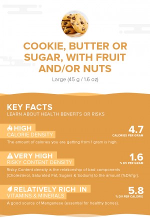Cookie, butter or sugar, with fruit and/or nuts