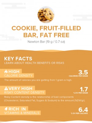 Cookie, fruit-filled bar, fat free