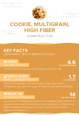 Cookie, multigrain, high fiber