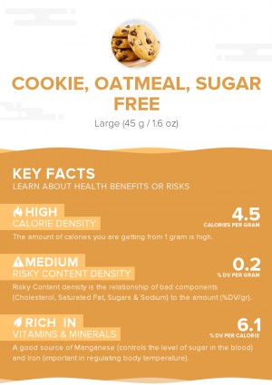 Cookie, oatmeal, sugar free