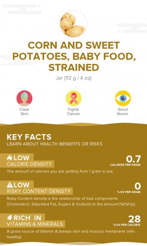 Corn and sweet potatoes, baby food, strained